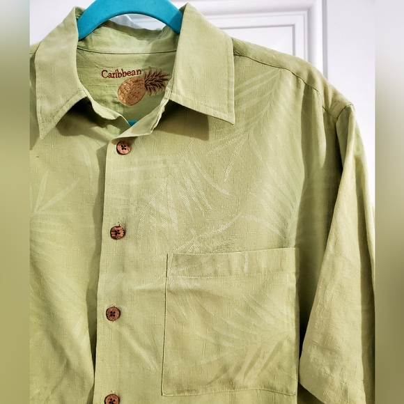 Caribbean 100% Silk Button-Down Shirt - Picture 2 of 8